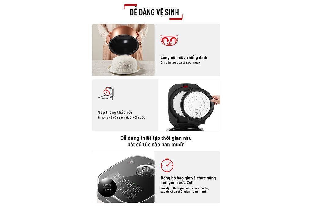 Nồi cơm điện tử Tefal 1.8 lít Delirice Max RK7778Y0 Màu Đen