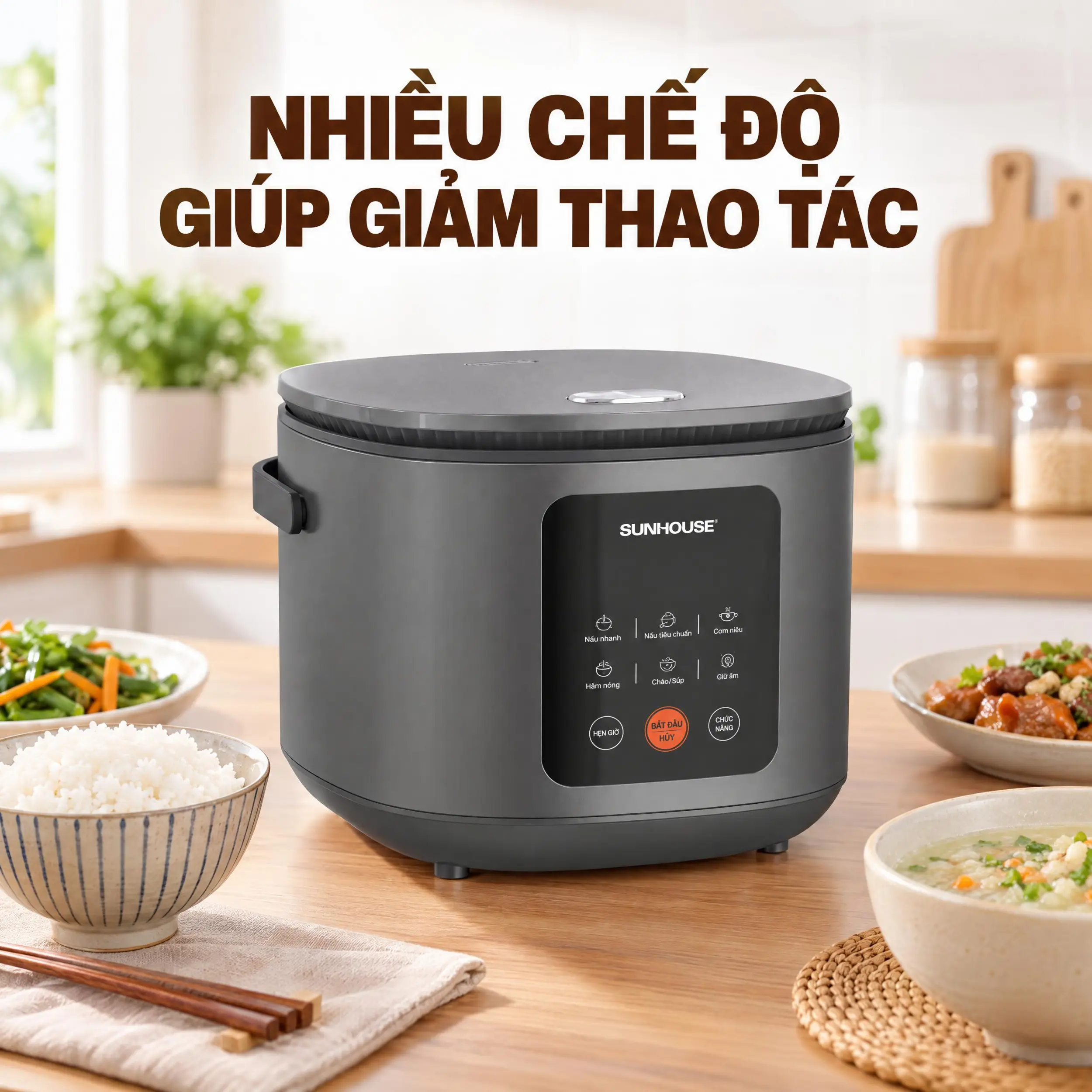 Nồi cơm điện tử Sunhouse 1.5 lít SHD8825 Màu Đen