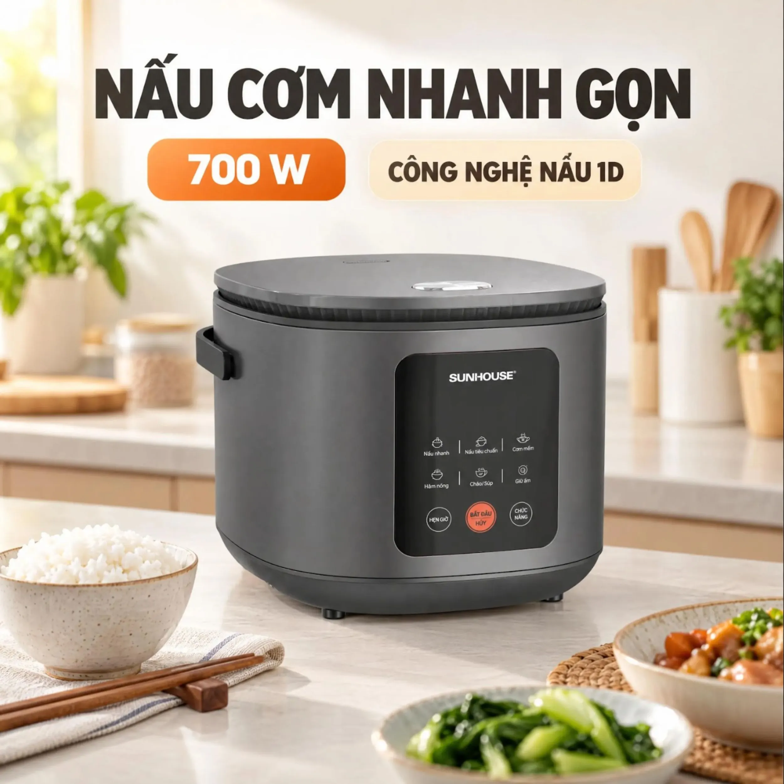 Nồi cơm điện tử Sunhouse 1.5 lít SHD8825 Màu Đen