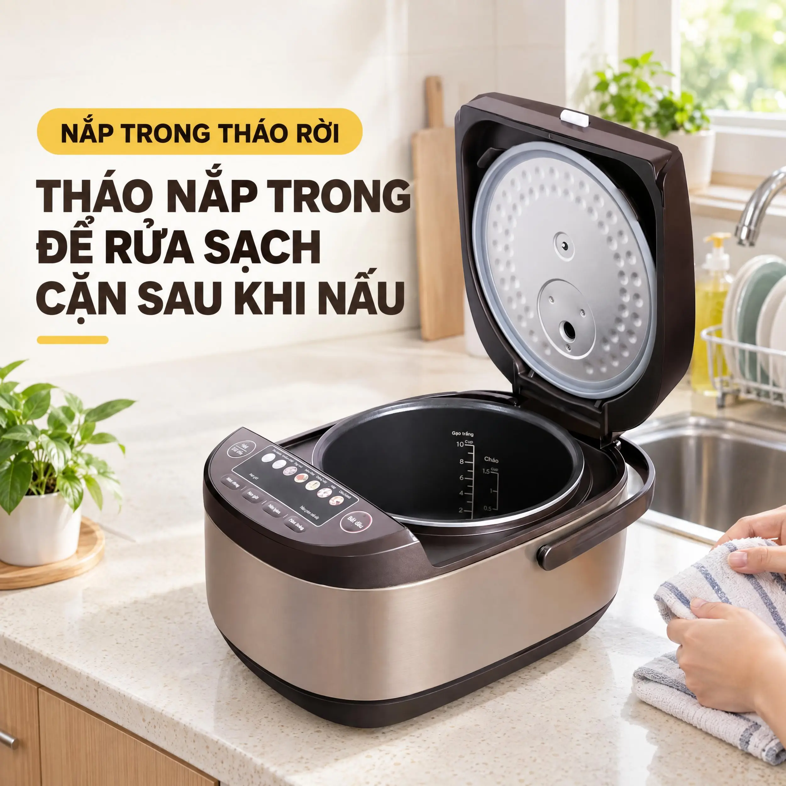 Nồi cơm điện tử Bluestone 1.8 lít RCB-5958 Màu Vàng đồng