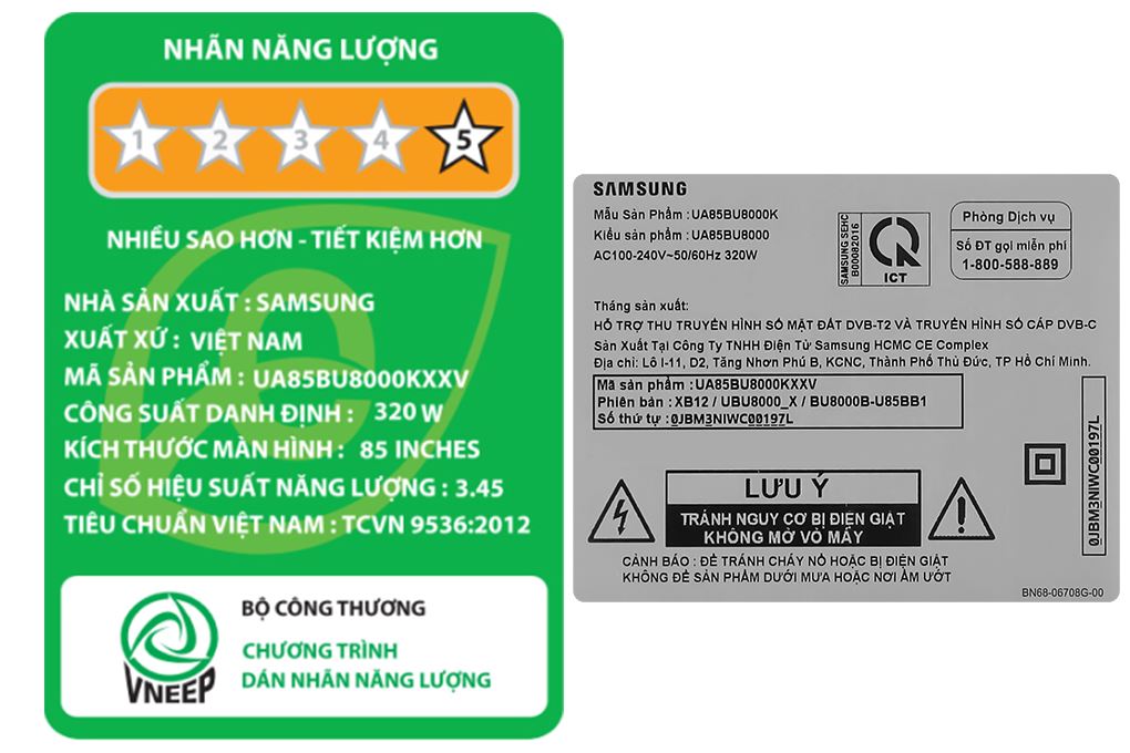 Smart Tivi Crystal UHD Samsung 4K 85 inch UA85BU8000 Màu Đen