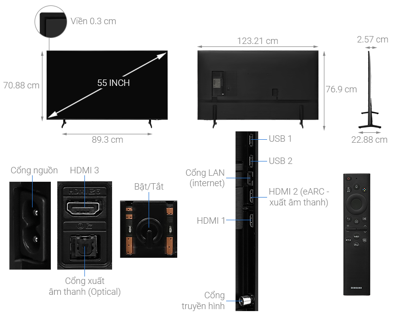 Smart Tivi Samsung 4K Crystal UHD 55 inch UA55BU8000