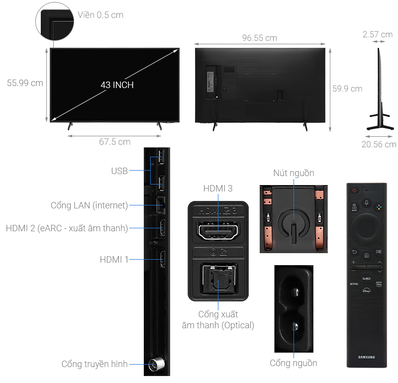 Smart Tivi Samsung 4K Crystal UHD 43 inch UA43BU8000