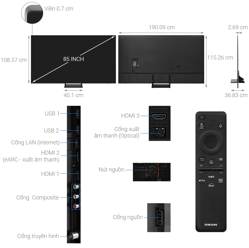 Smart Tivi QLED 4K 85 inch Samsung QA85Q60B