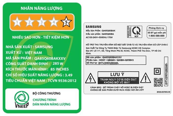 Smart Tivi QLED 4K 85 inch Samsung QA85Q60B Màu Đen