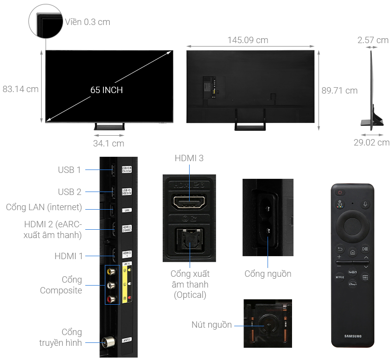 Smart Tivi QLED 4K 65 inch Samsung QA65Q60B