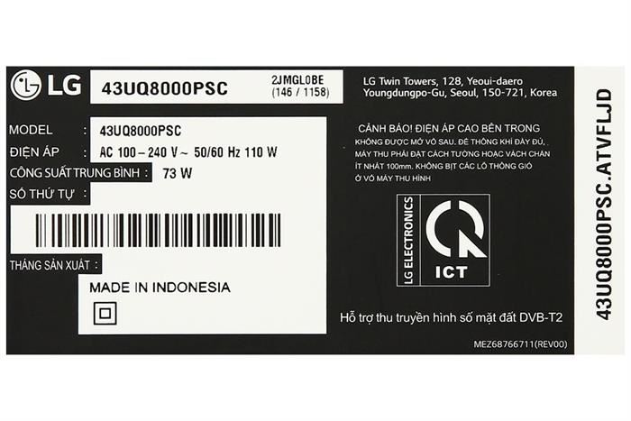 Smart Tivi LG 4K 43 inch 43UQ8000PSC