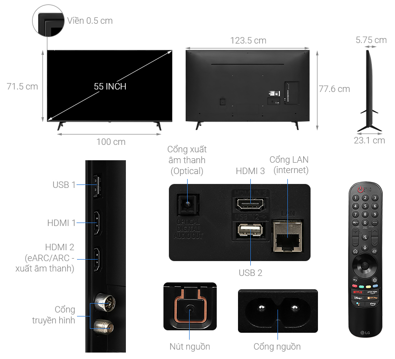 Smart Tivi LG 4K 55 inch 55UQ8000PSC