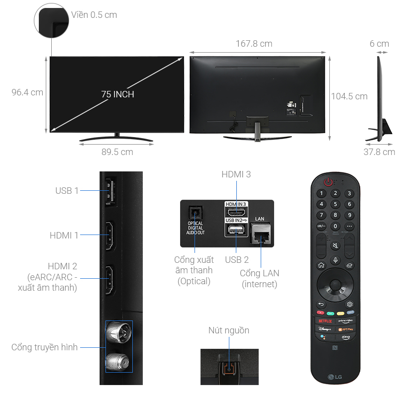 Smart Tivi NanoCell LG 4K 75 inch 75NANO76SQA