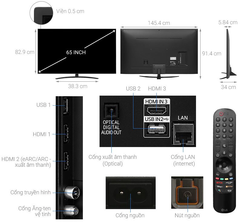 Smart Tivi NanoCell LG AI 4K 65 inch 65NANO76SQA