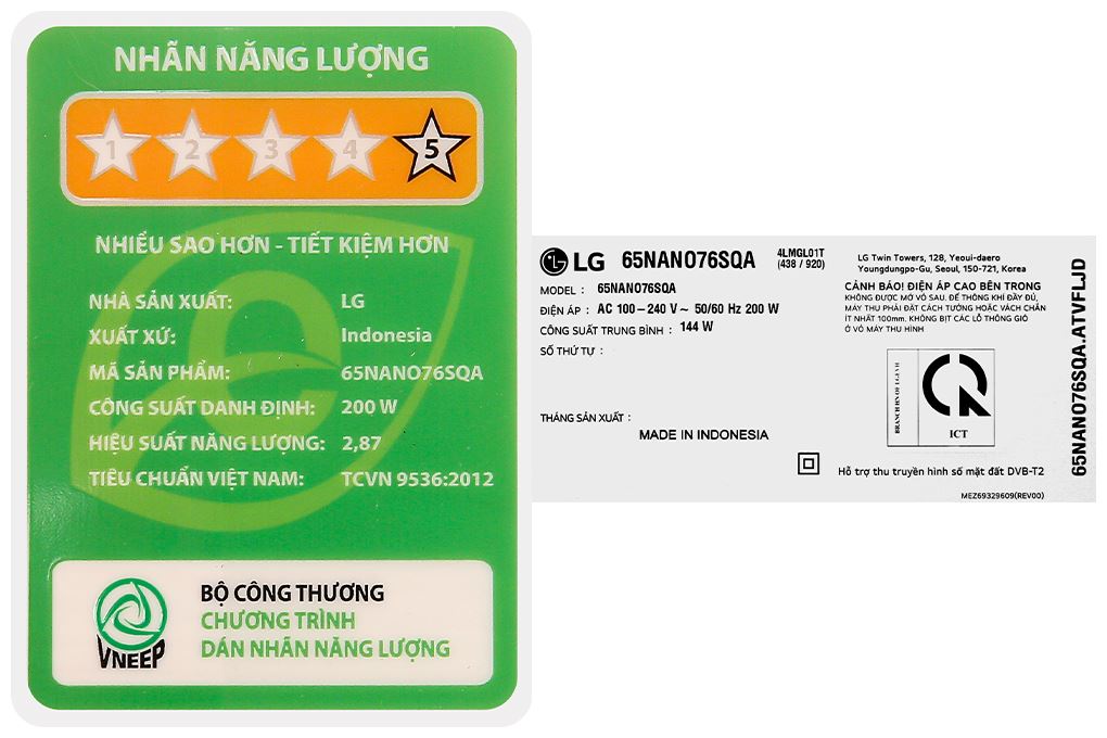 Smart Tivi NanoCell LG AI 4K 65 inch 65NANO76SQA Màu Đen