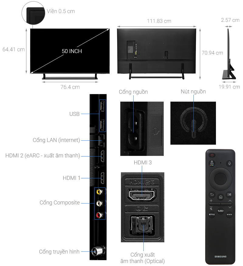 Smart Tivi QLED Samsung 4K 50 inch QA50Q60C