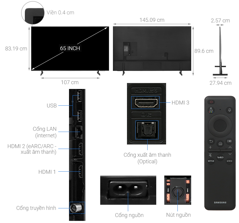 Smart Tivi Crystal UHD Samsung 4K 65 inch UA65CU8000