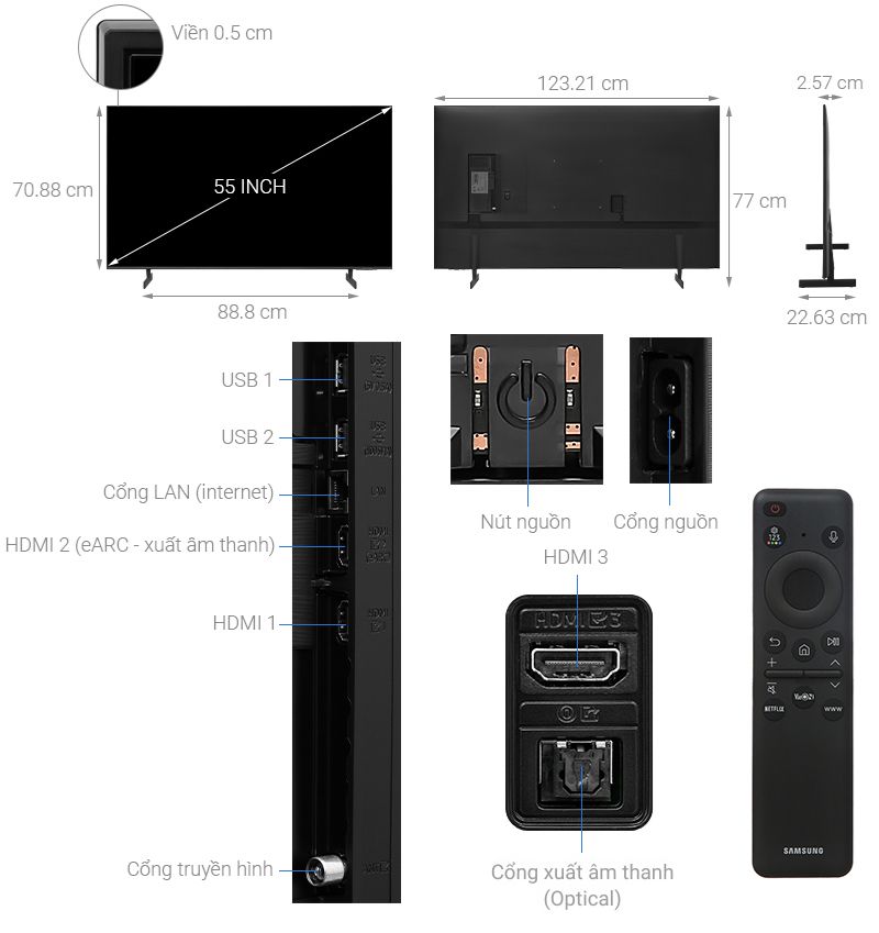 Smart Tivi Crystal UHD Samsung 4K 55 inch UA55CU8000