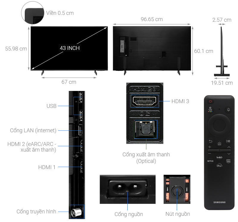 Smart Tivi Crystal UHD Samsung 4K 43 inch UA43CU8000