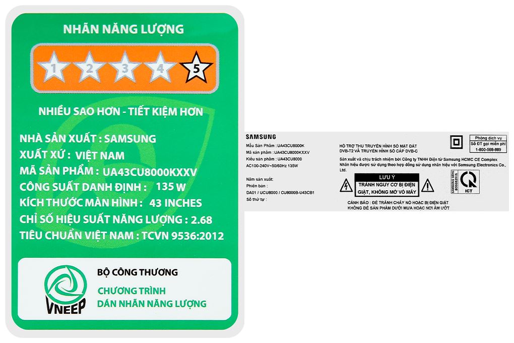 Smart Tivi Crystal UHD Samsung 4K 43 inch UA43CU8000 Màu Đen