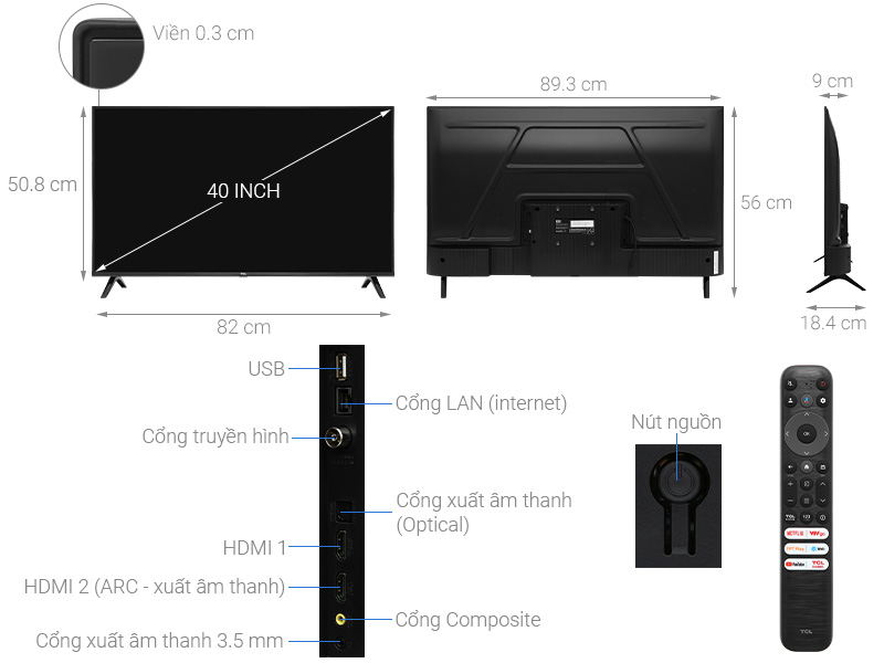 Google Tivi TCL FHD 40 inch 40S5400