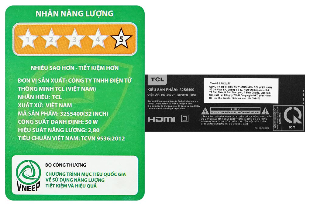 Google Tivi TCL FHD 32 inch 32S5400 Màu Đen