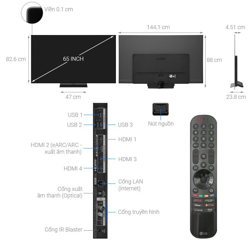 Smart Tivi OLED LG AI 4K 65 inch 65C3PSA