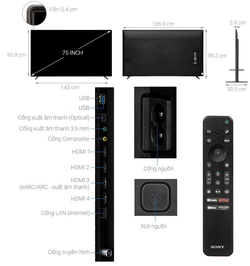 Google Tivi Sony 4K 75 inch XR-75X90L