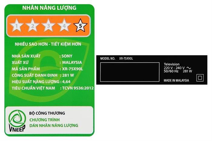 Google Tivi Sony AI 4K 75 inch XR-75X90L Màu Đen