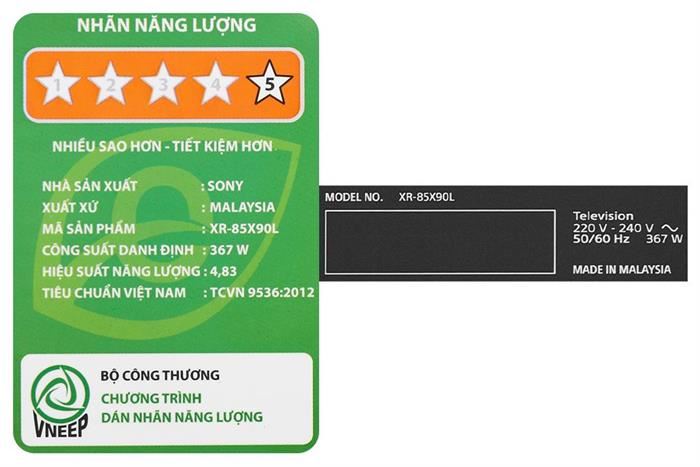 Google Tivi Sony 4K 85 inch XR-85X90L Màu Đen