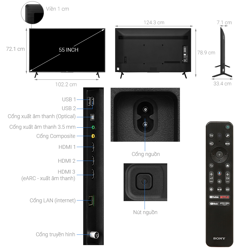 Google Tivi Sony 4K 55 inch KD-55X77L
