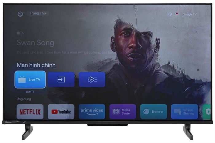 Google Tivi ULED Hisense AI 4K 43 inch 43U6K Màu Đen
