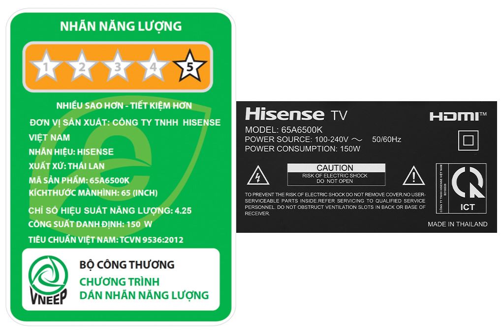 Google Tivi Hisense 4K 65 inch 65A6500K Màu Đen
