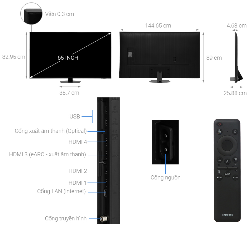 Smart Tivi Neo QLED Samsung 4K 65 inch QA65QN85D