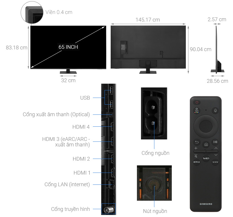 Smart Tivi QLED Samsung 4K 65 inch QA65Q70D