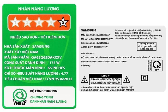 Smart Tivi QLED Samsung 4K 65 inch QA65Q65D Màu Đen