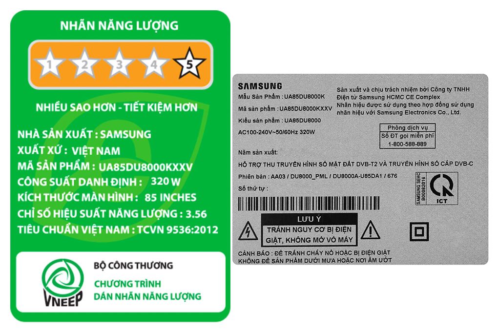 Smart Tivi Crystal UHD Samsung 4K 85 inch UA85DU8000 Màu Đen
