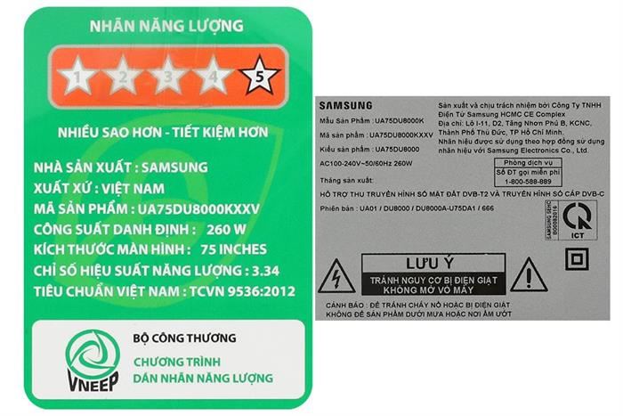 Smart Tivi Crystal UHD Samsung 4K 75 inch UA75DU8000 Màu Đen