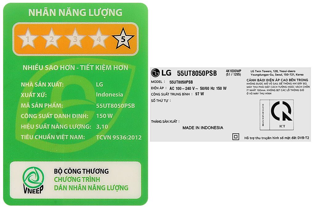 Smart Tivi LG AI 4K 55 inch 55UT8050PSB Màu Đen
