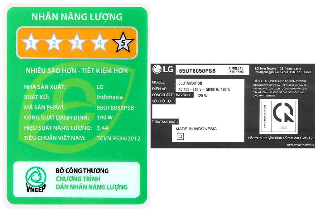 Smart Tivi LG AI 4K 65 inch 65UT8050PSB Màu Đen