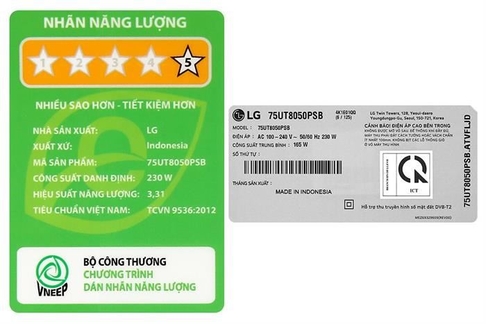 Smart Tivi LG AI 4K 75 inch 75UT8050PSB Màu Đen