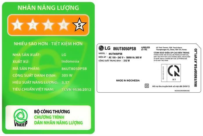 Smart Tivi LG AI 4K 86 inch 86UT8050PSB Màu Đen