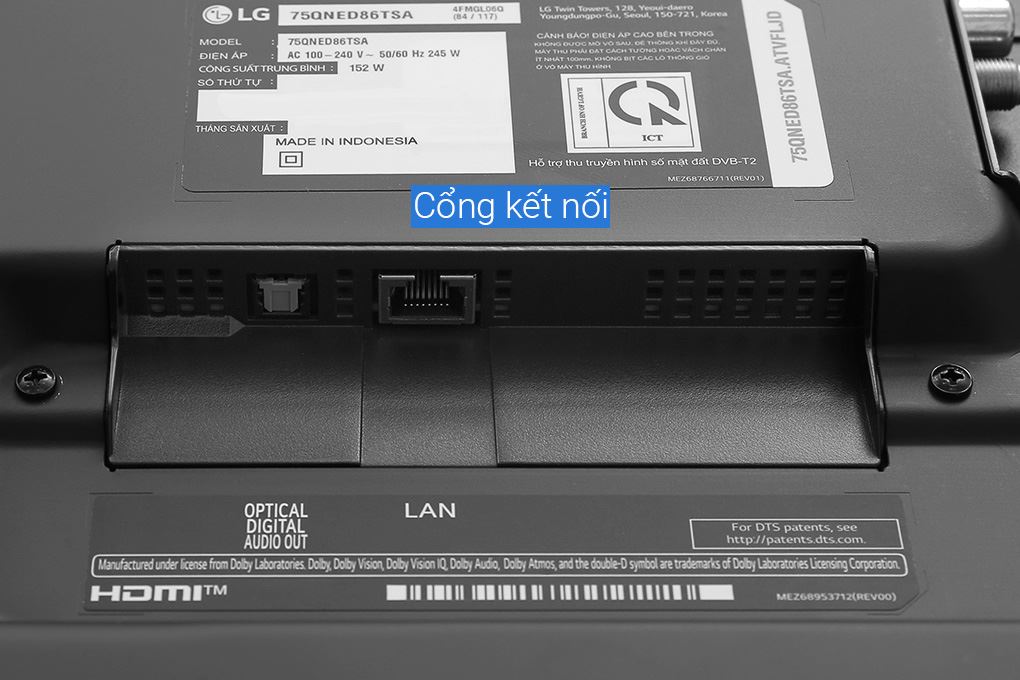 Smart Tivi QNED LG AI 4K 75 inch 75QNED86TSA Màu Đen