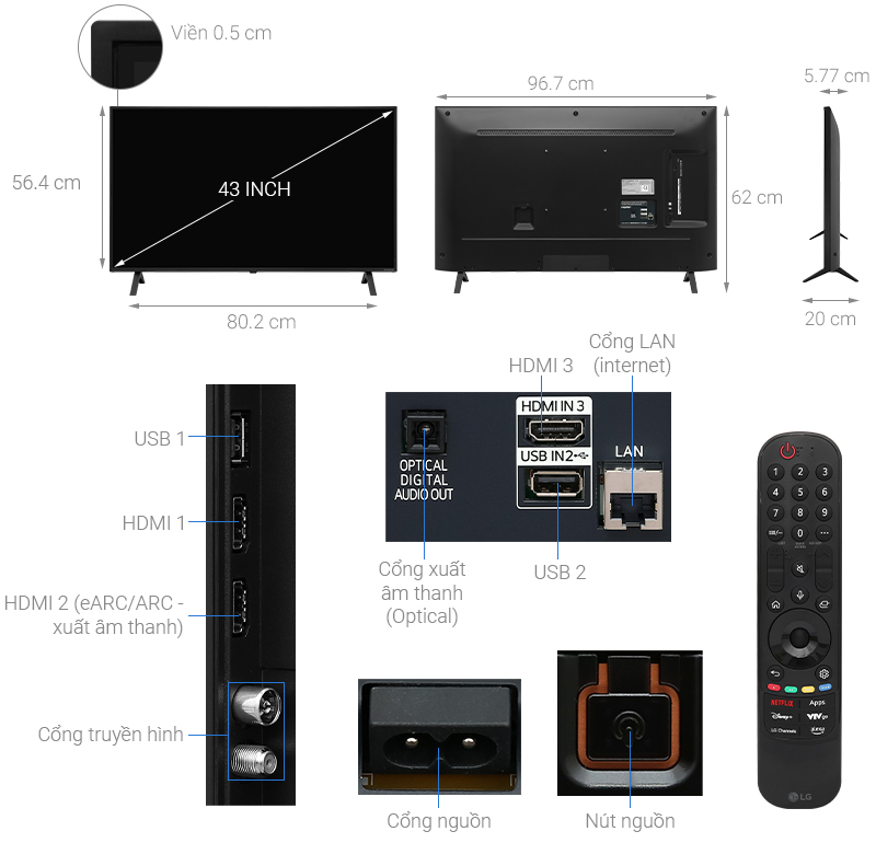 Smart Tivi NanoCell LG 4K 43 inch 43NANO81TSA