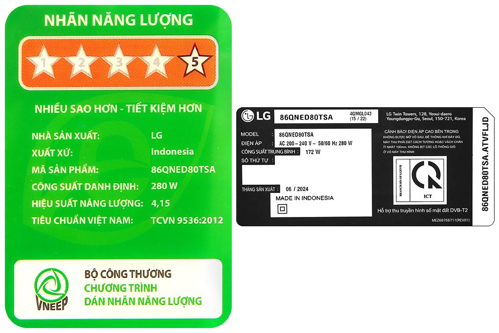 Smart Tivi QNED LG AI 4K 86 inch 86QNED80TSA Màu Đen