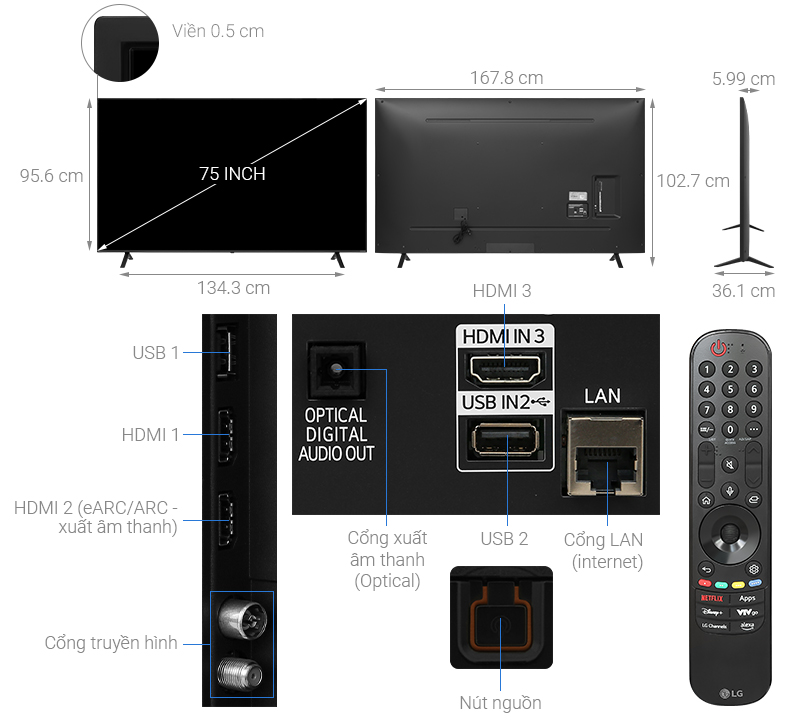 Smart Tivi NanoCell LG 4K 75 inch 75NANO81TSA