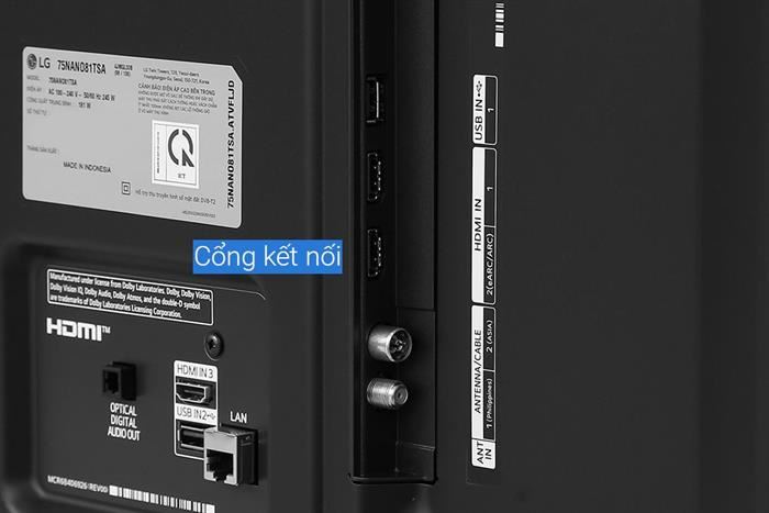 Smart Tivi NanoCell LG AI 4K 75 inch 75NANO81TSA Màu Đen