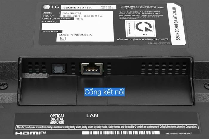 Smart Tivi QNED LG AI 4K 55 inch 55QNED80TSA Màu Đen