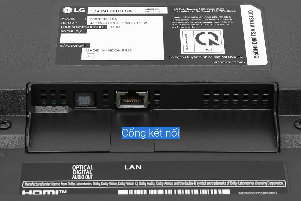 Smart Tivi QNED LG AI 4K 55 inch 55QNED80TSA Màu Đen