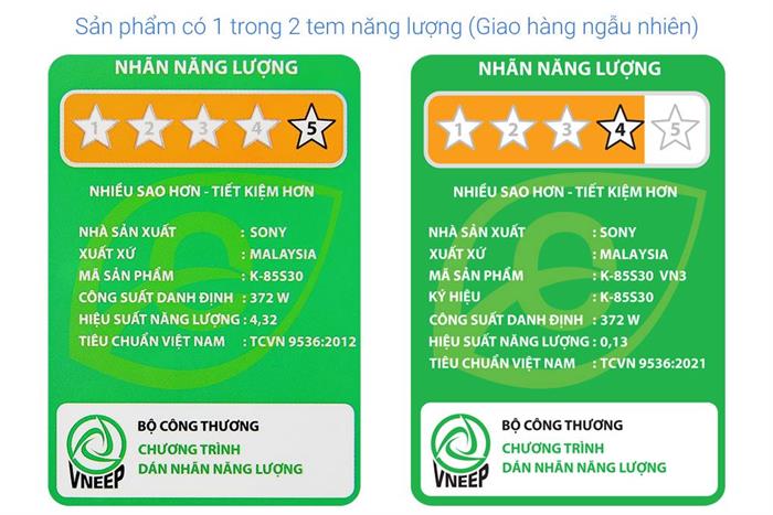 Google Tivi Sony 4K 85 inch K-85S30 Màu Đen