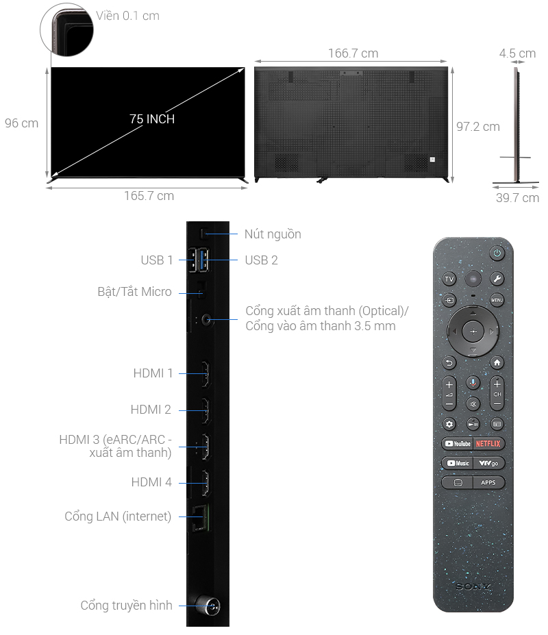 Google Tivi QLED Mini LED Sony 4K 75 inch K-75XR90