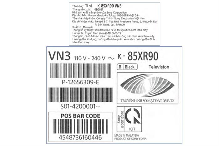 Google Tivi QLED Mini LED Sony AI 4K 85 inch K-85XR90 Màu Đen