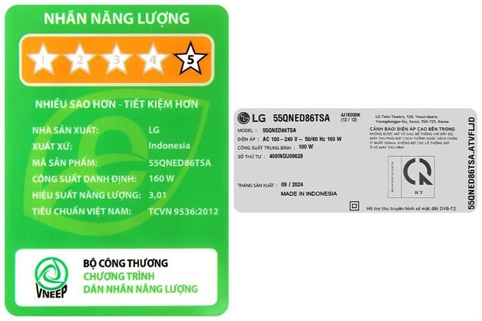 Smart Tivi QNED LG AI 4K 55 inch 55QNED86TSA Màu Đen