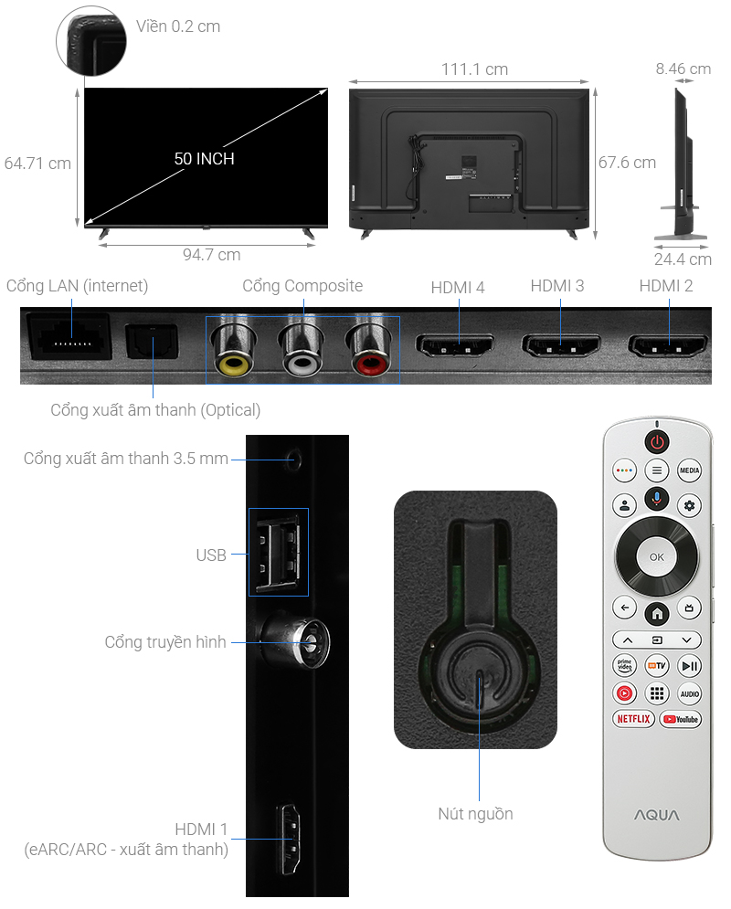 Android Tivi Aqua 50 inch AQT50K800UG